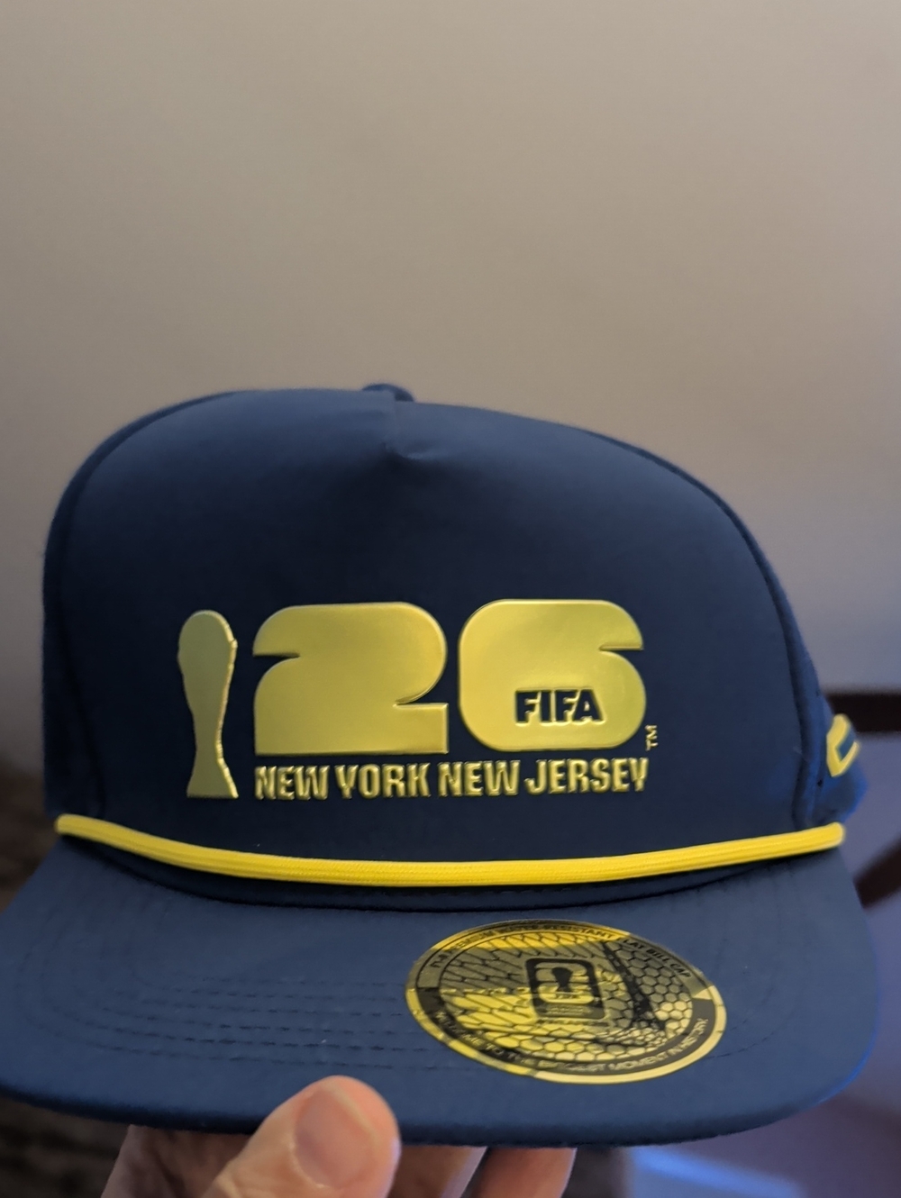 New York New Jersey 26 FIFA Navy and Yellow Snapback Hat